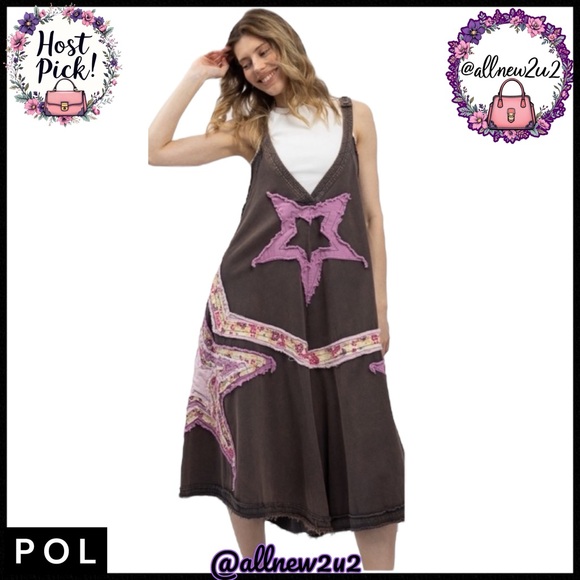 POL Dresses & Skirts - New • Bluevelvet Floral Print Star Patch Loose Dress Host Pick!